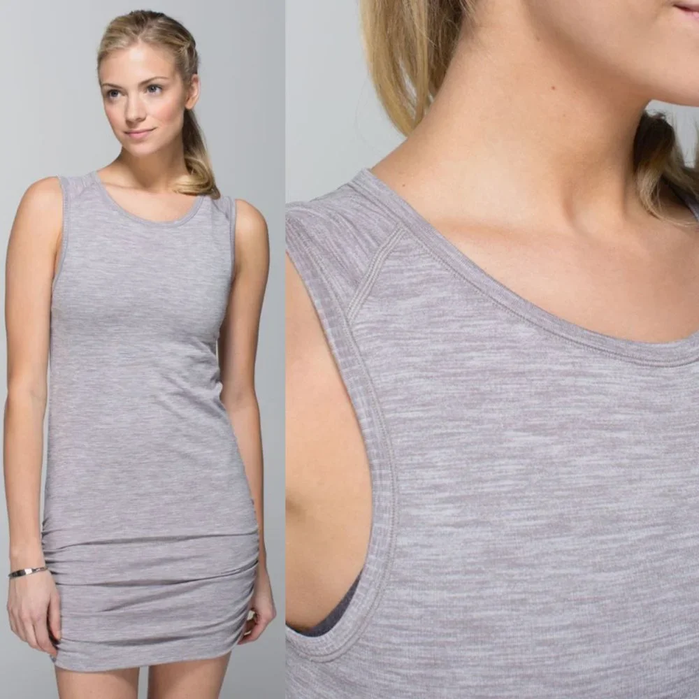 Lululemon In The Flow Grey Ruched Tank Dress - Picture 2 of 12
